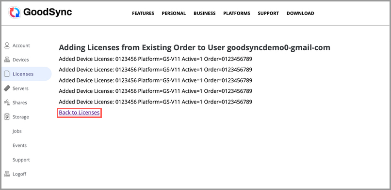 License 新增成功摘要