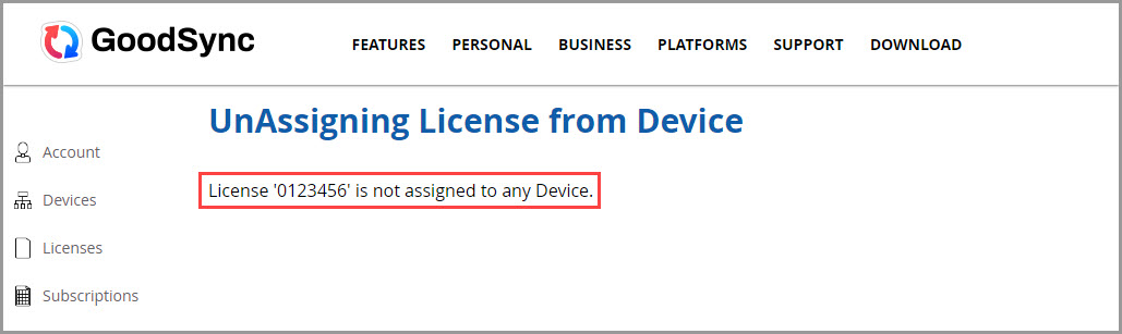 License 已成功取消分配