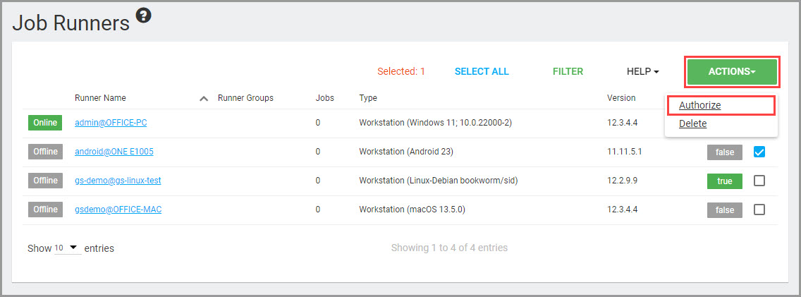 Android Runner 授權操作