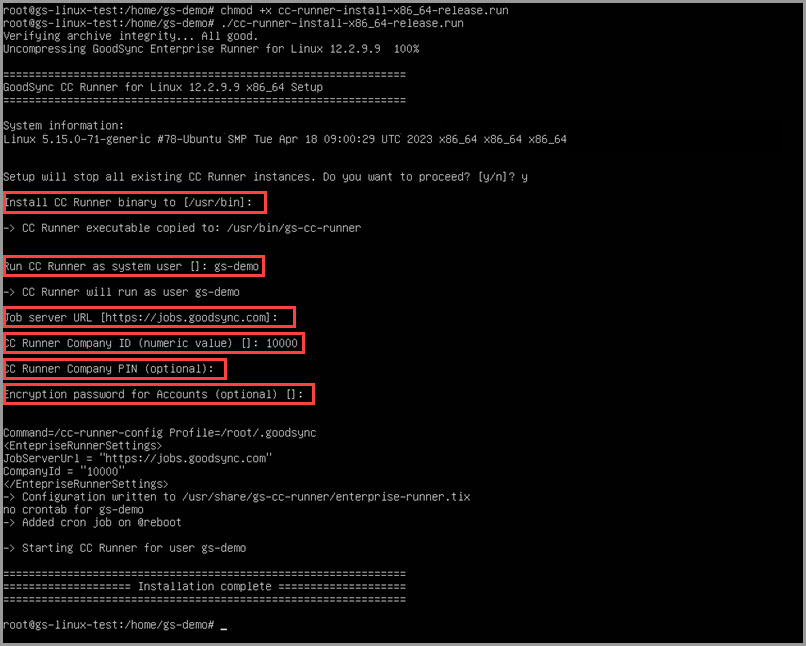 Linux 安裝提示資訊