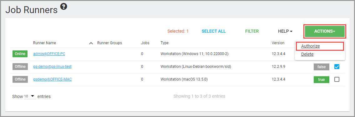 Linux Runner 授權操作