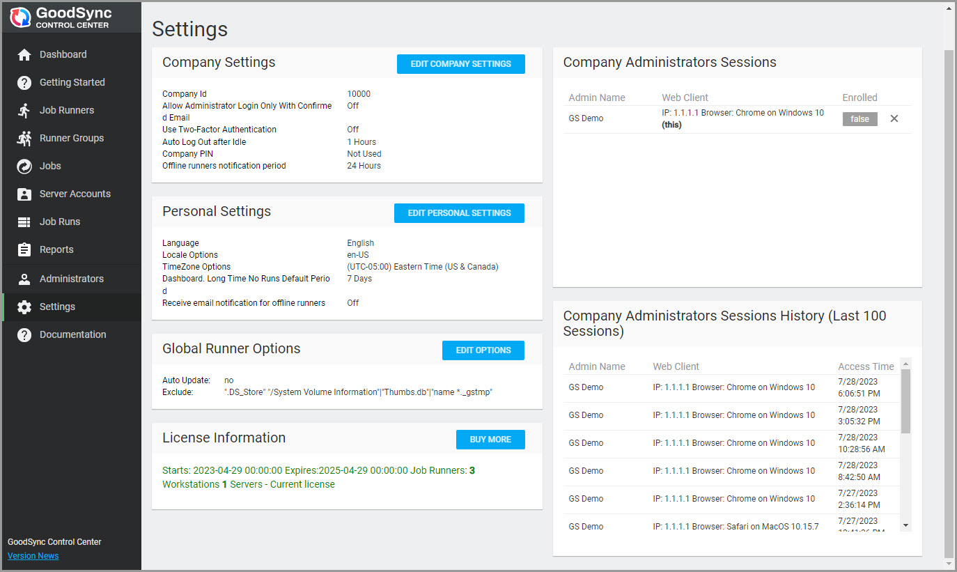 Control Center Settings 設定中心
